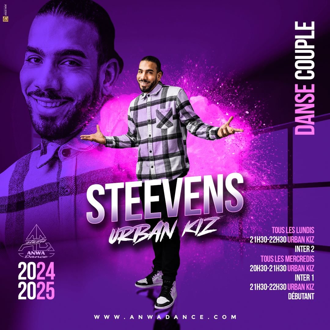STEEVENS Cours de danse kizomba, Urbankiz, studio Anwadance, Val-D'oise, ile de france