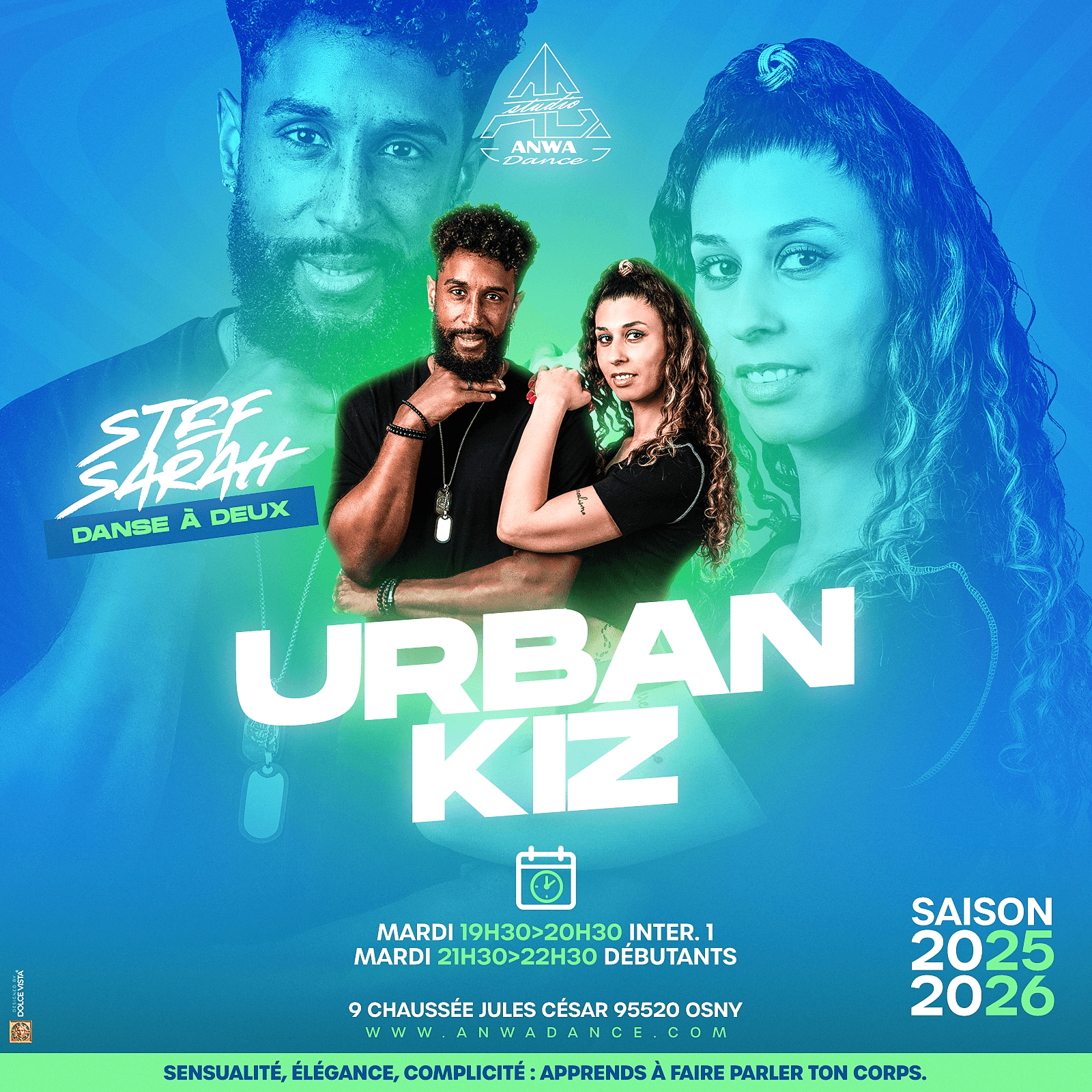 Cours de danse Kizomba, UrbanKiz, studio Anwadance, Val-D'oise, ile de france