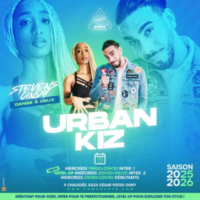 Cours de d'urbankiz, kizomba dans le 95 à cergy au studio anwa dance