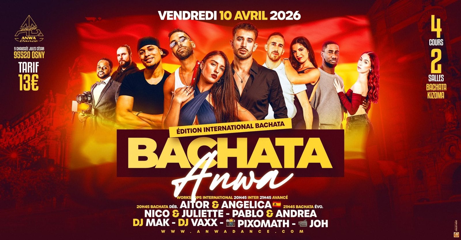 soirée BACHATA dans le 95 à cergy au studio de danses Anwa Dance